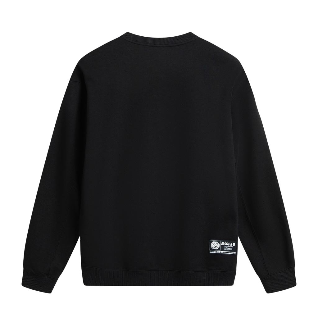 Li-Ning Geniş Kesim Bisiklet Yaka Kazak Harf Spor Moda Çok Yönlü Günlük Polar Sıcak Dikişli Sweatshirt Erkek sweatshirt AWDV879-5
