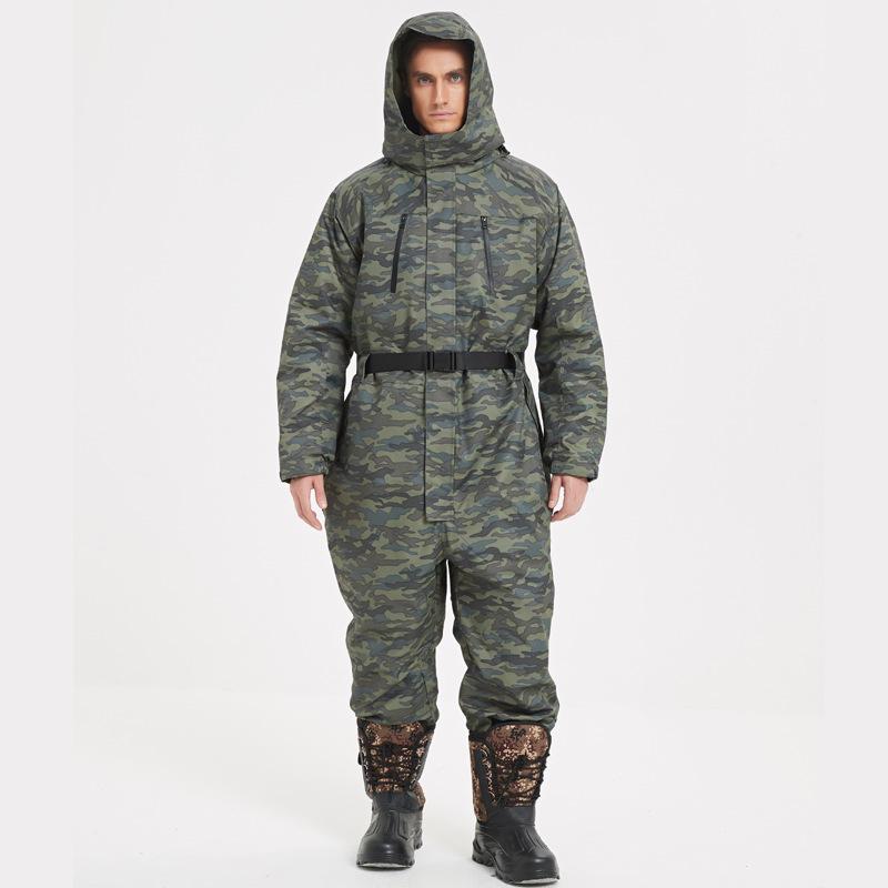 Thickened Waterproof Down Jumpsuit for Winter Fishing and Ice Protection