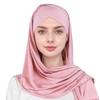 Muslim Fashion Solid Color Criss-Cross Head Wrap with Integrated Sandproof Scarf