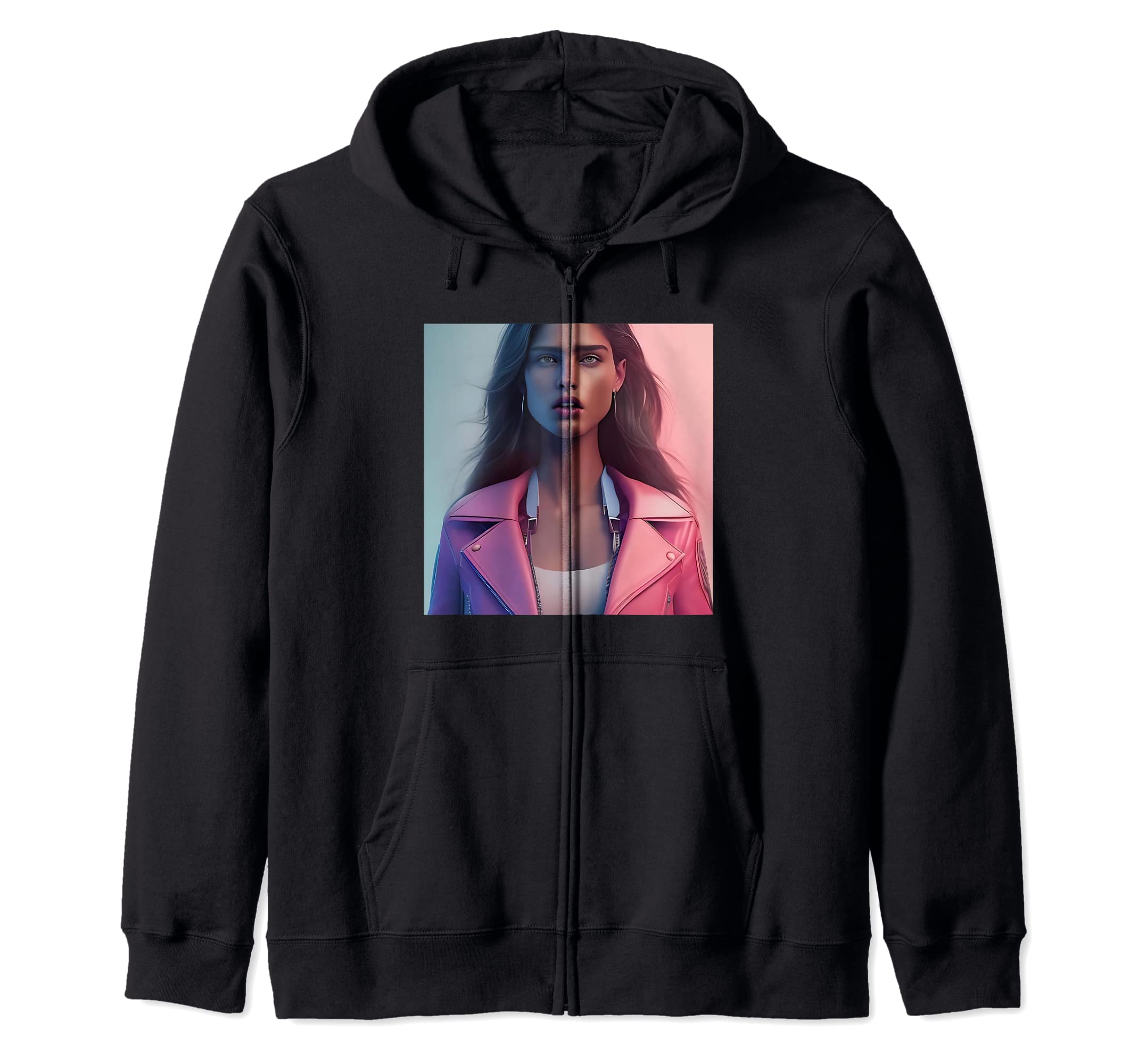 

Stylish Cute Pink Leather Jacket Metal Button Light Zip Hoodie Women s чёрный