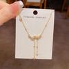 Japan and South Korea Exquisite Fashion Light Luxury Zircon Star Tassel Necklace Temperament Simple Versatile High Sense Super Flash Collarbone Chain