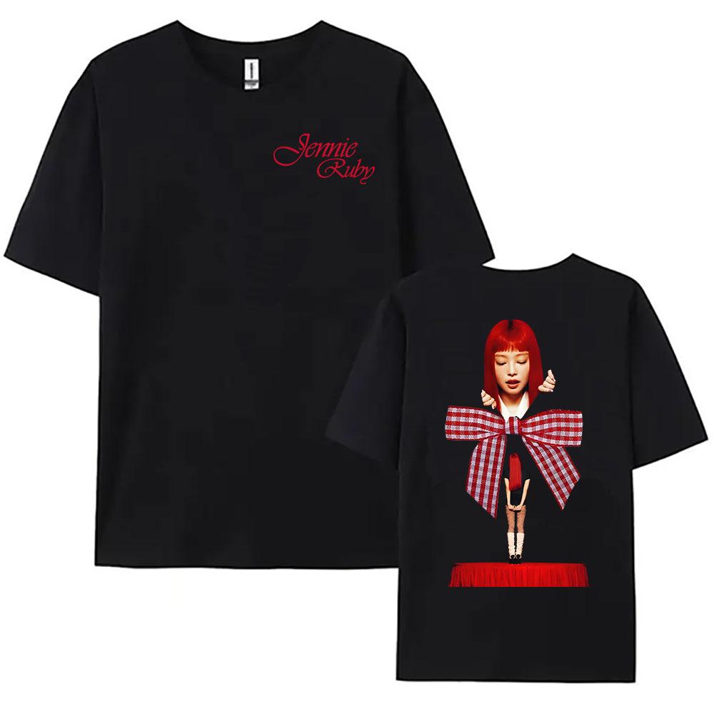 Y2K Jennie Ruby The 1st Studio Album ExtraL Tshirts Cotton Soft Women/Unisex T-shirt Short Sleeve Korean Fashion Tees Unisex Street