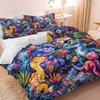 Cute Dinosaur Bedding Set Colorful Jungle Themed Duvet Cover Set (1 Duvet Cover&1/2 Pillowcase) Soft Kid Bedroom Decor Bedspread