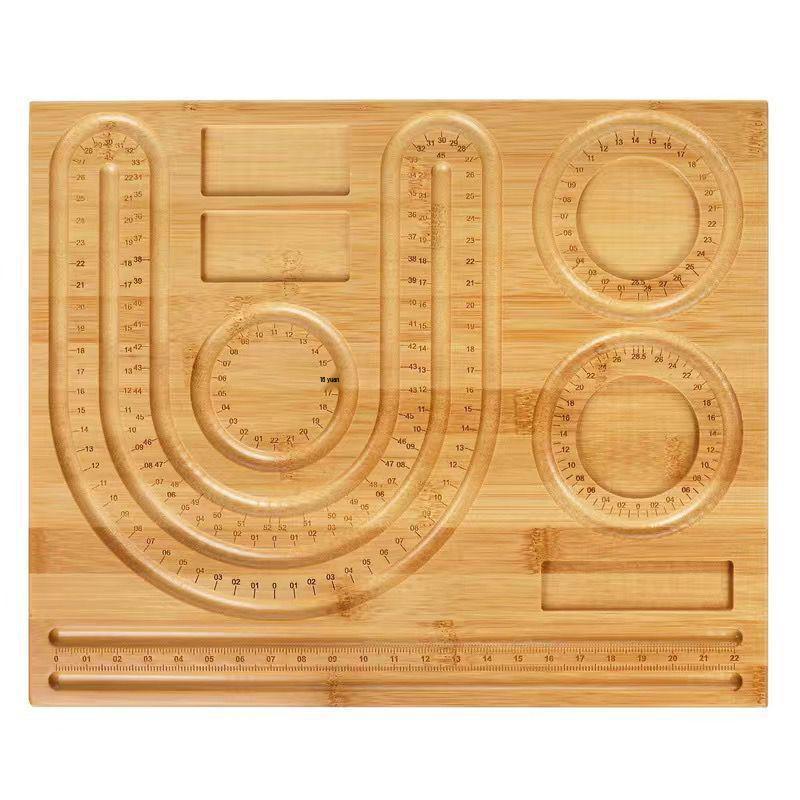 Plateau d'outils de conception de bijoux en bois massif avec échelle de mesure pour colliers de perles, perles en vrac et bracelets