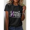 NEW Womens ALZ Print Short Sleeve TShirts Summer Round Neck Casual Tops Tees