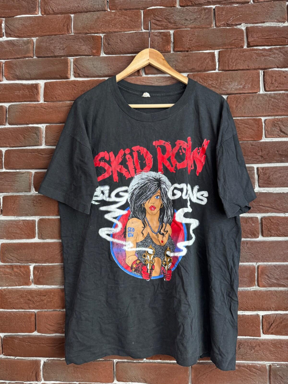 Rare 80s Skid Row Big Guns Vintage Rock Metal Band Tee xl black Unisex T-Shirt XXXXL