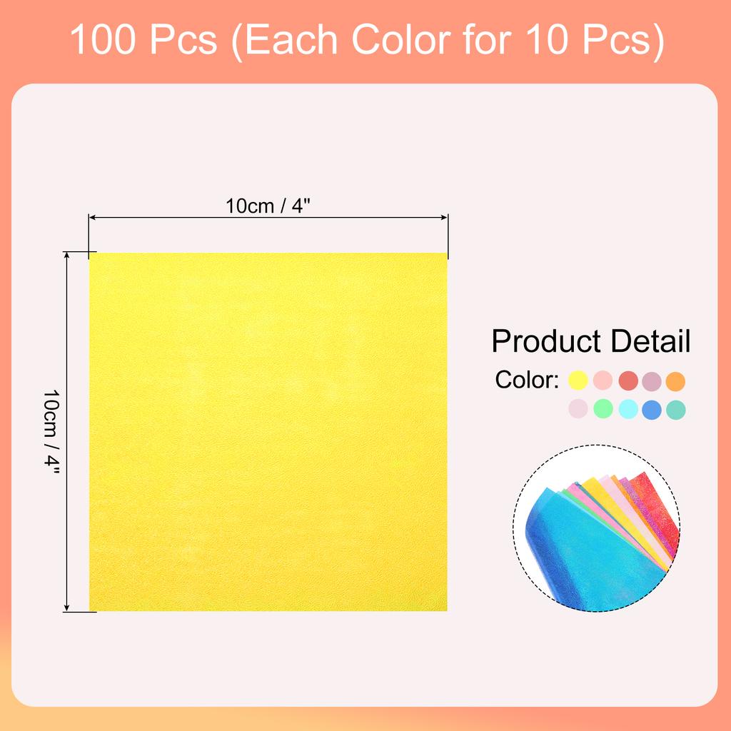 100 Sheet Glitter Origami Paper Shiny Sparkly Square Folding Paper Iridescent Paper for DIY Art, Craft Decor Mixing Colors