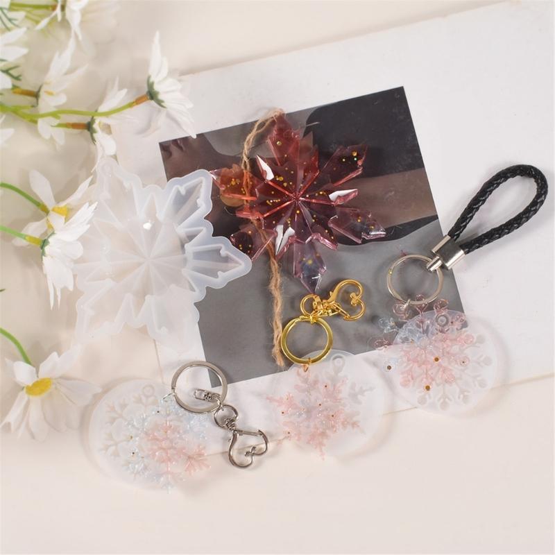 Premium Silicones Snowflake Pendant Molds High Temperature Resistant For Handmade Soap Candle Christmas Craft