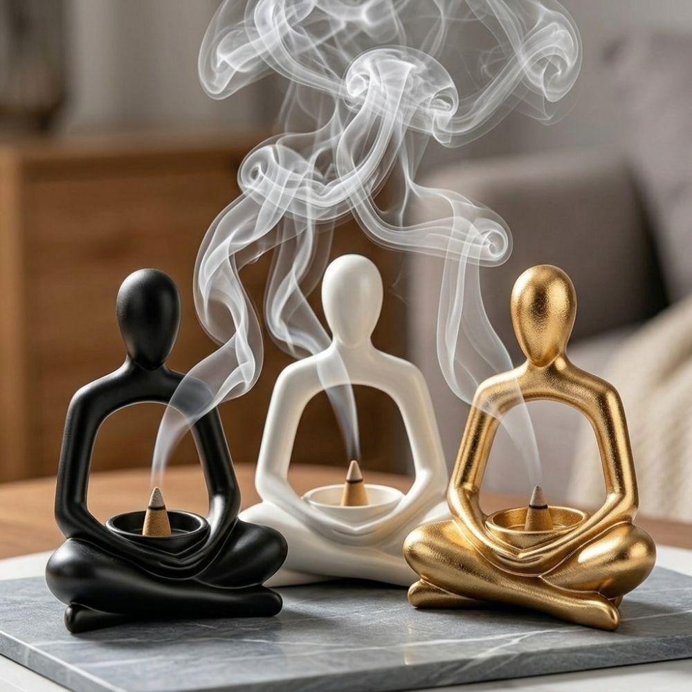 Minimalist Yoga Statue Incense Holder 3D Printed Sculpture Candle Holder Study Room