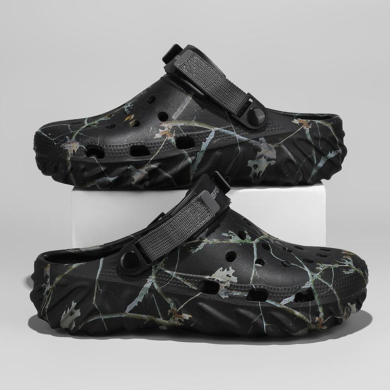 

Large size thick-soled hole shoes, men s new summer beach shoes, sandals, bag head slippers, and two shoes. 45 чёрный