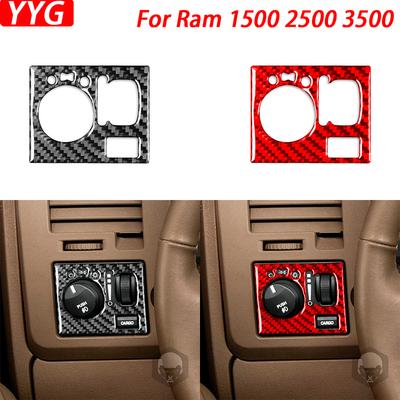 For Ram 1500 2006-2008 2500 3500 2006-2009 Car Accessories Carbon Fiber Headlight Switch Control Panel Cover Interior Sticker