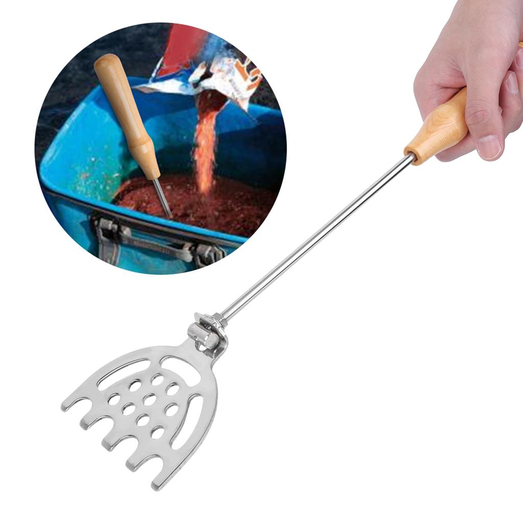 Stainless Steel Mini Wooden Handle Mix Shrimp Bait Shovel Fishing Tackle for Fisherman
