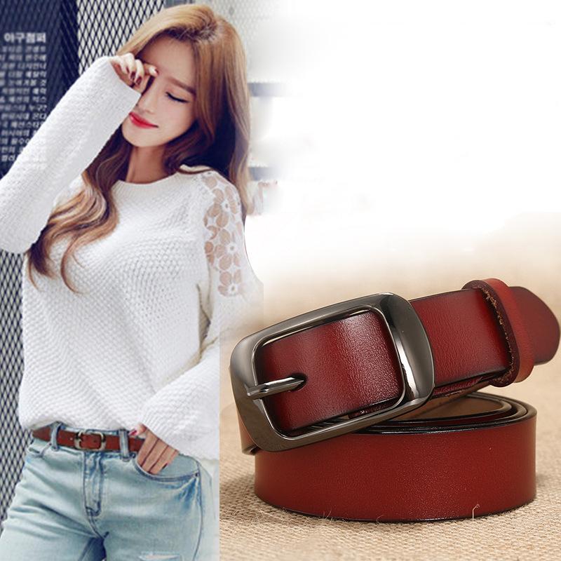 Women'S Pin Buckle Belt Leather Decoration Fashion Cowhide Women'S Simple Belt Direct Supply