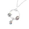 Simple Round Geometric Cubic Zircon Necklace Silver Color Clavicle Chain Union Rainbow Crown Charm Necklace For Women Jewelry