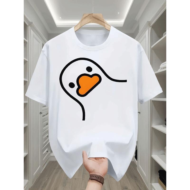European sizes Boys T Shirt Casual Daily Festival Outfit Kids Wear Trendy Cartoon Duck Graphic Black Tee for Boys 110 белый
