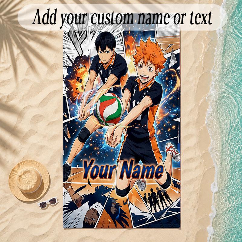 Beach TowelHaikyuu Custom Name Text Personalized Soft Towel for Beach Pool Indoor Home Decor Gift