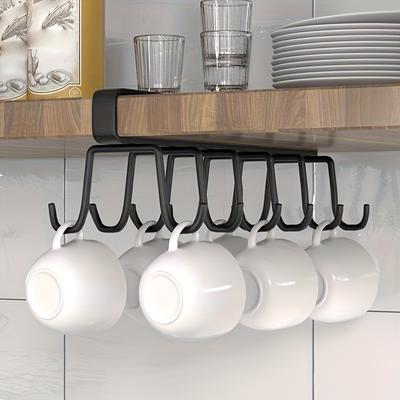 1 Stück Einfacher Doppelreihen-Haken für Zuhause, Spurloser Eisen-Tassenhaken zum Aufhängen, Hängegestell für Küche, Bad, Schlafzimmer