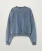 Seteo (W) Denim-Like Washed Crop Sweatshirt Blue