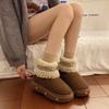 Winter New Platform Snow Shoes Women's Fashion Round Head Suede Embroidery Sleeve Riveted Cotton Boots