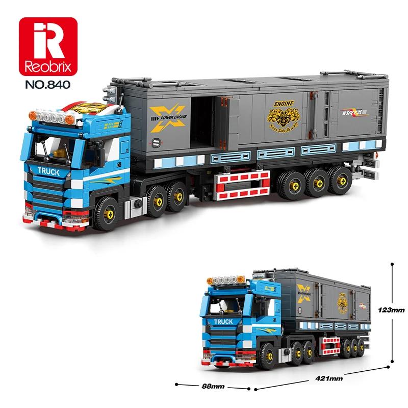 Truck Series Building Block Container Heavy Truck Trailer RV Luxury Motorhome Model Bricks Desktop Collectible Ornament Toy Gift