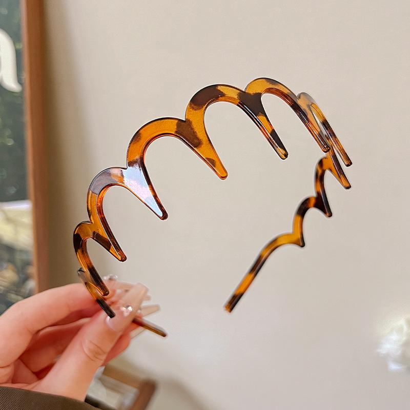Korean Leopard Print Fluffy Headband - Women's Autumn/Winter Wavy Hair Comb Accessory