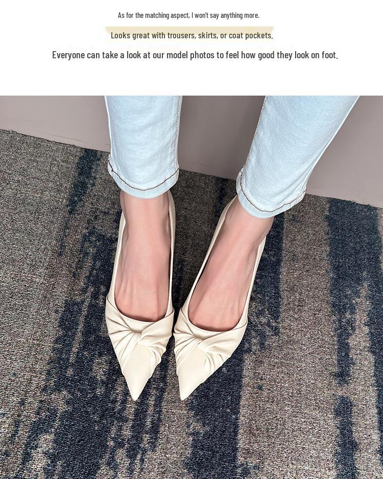 2025 Spring Women's French Twist Pointed Toe Stiletto Heels - Large Sizes 41-43 for Commuting and Work