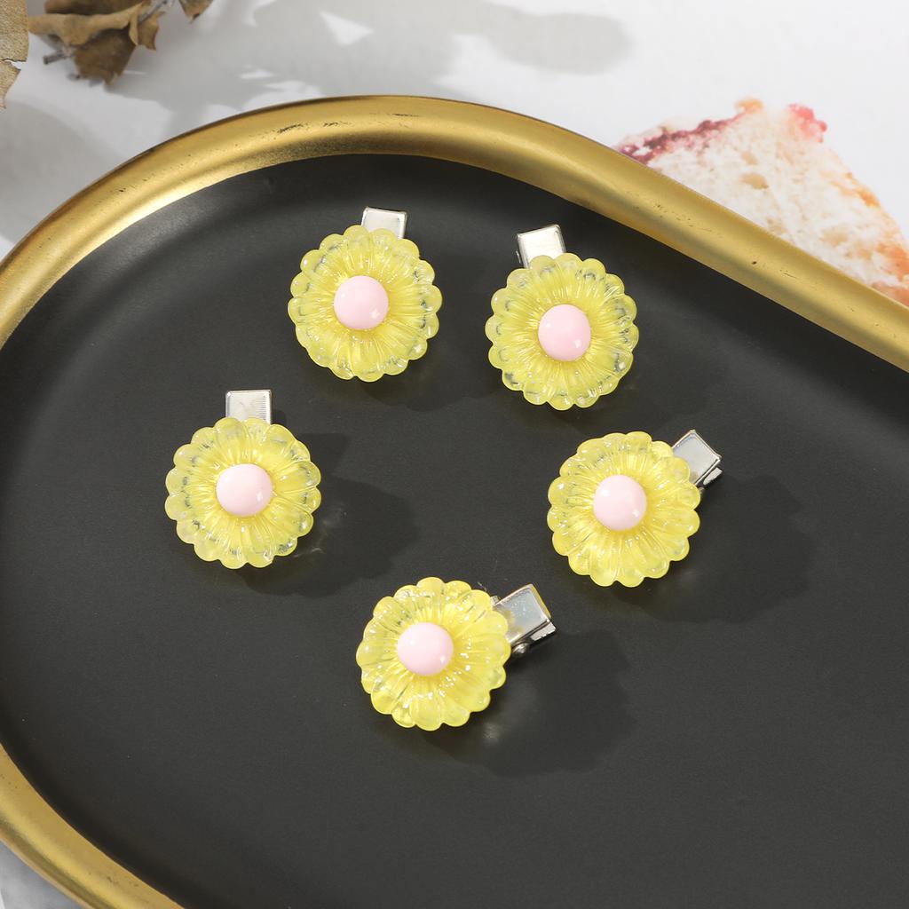 AWAYTR 5Pcs/Set Sweet Plumeria Hairpin Hair Clips For Kids Girls Flower Hairpins Mini Hair Clips Duckbill Clip Hair Accessories