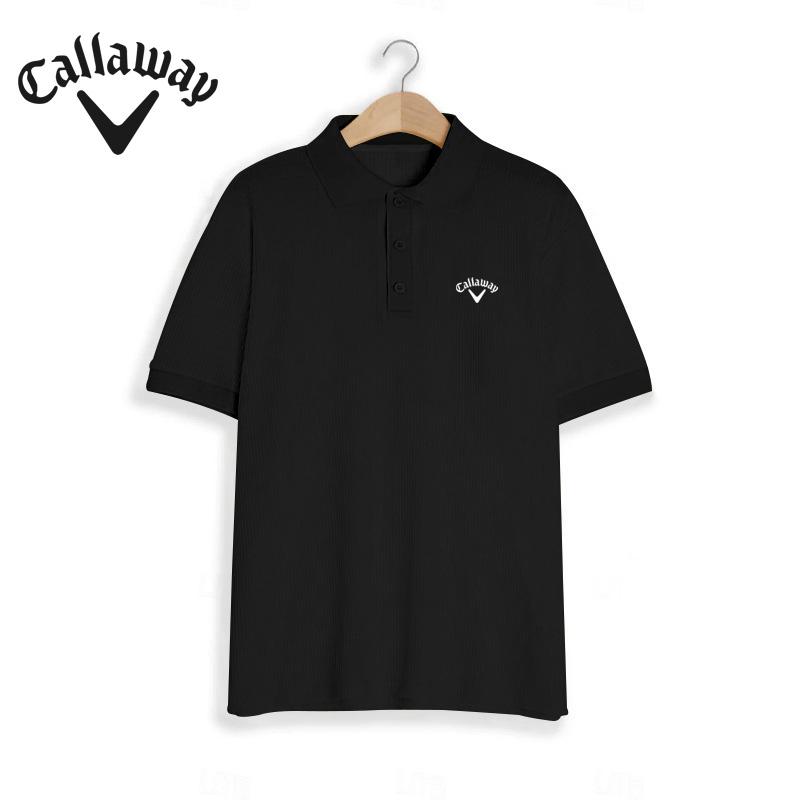 

Callaway Embroidered Summer Polo Shirt Button Waffle Men s T-shirt Sports Polo Shirt S
