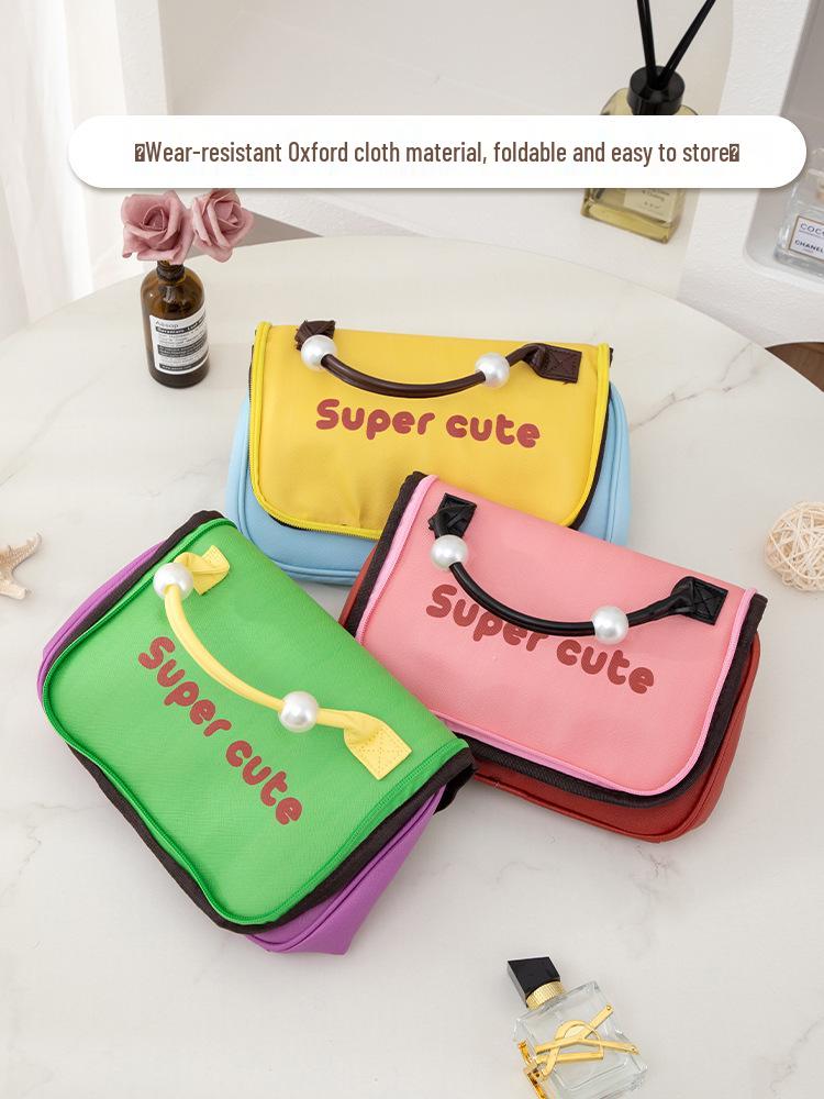 *Cute & Spacious 2025 Waterproof Makeup Bag for Women - Portable, Large Capacity, Ideal for Travel Toiletries*