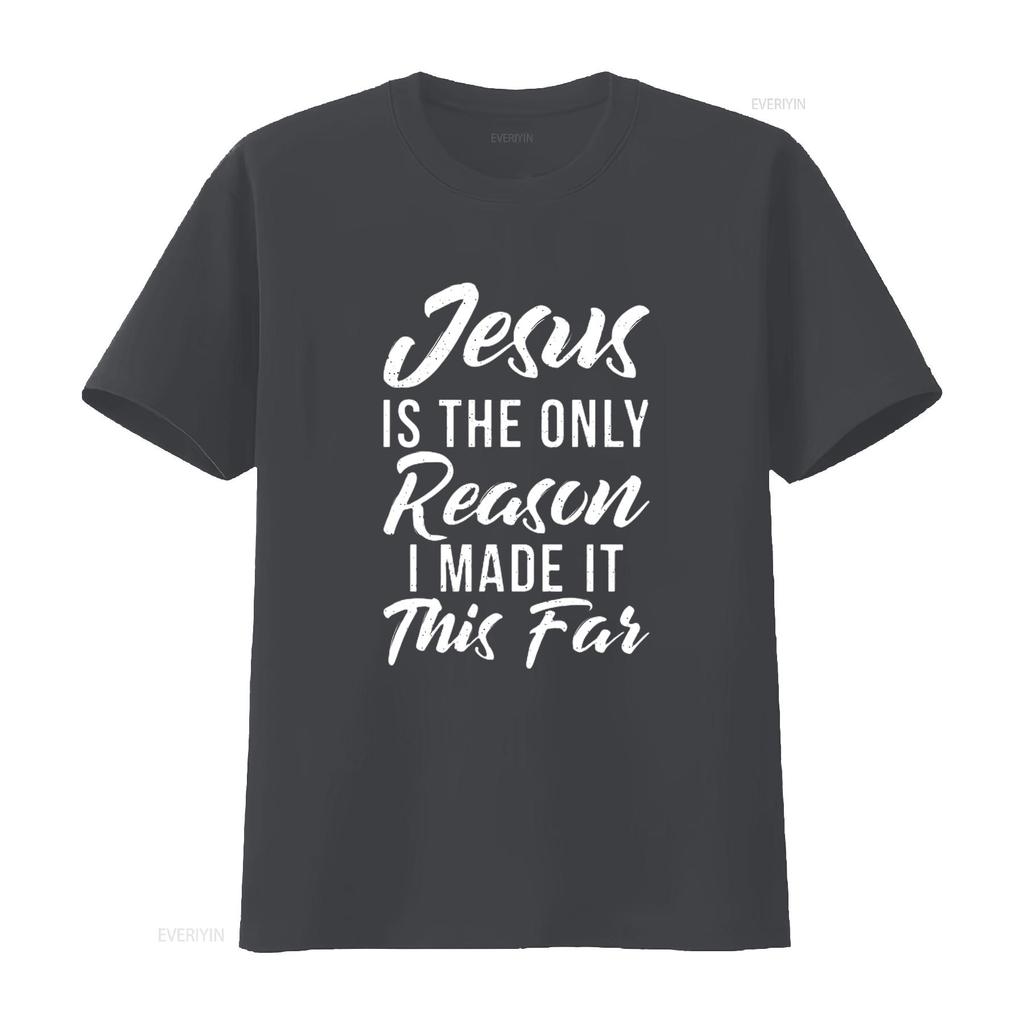 Herren Jesus ist der einzige Grund, warum ich es so weit geschafft habe Gott Religiös T-Shirt Schwarz 2XL Vintage Gewaschenes Oberteil Für Den Alltag