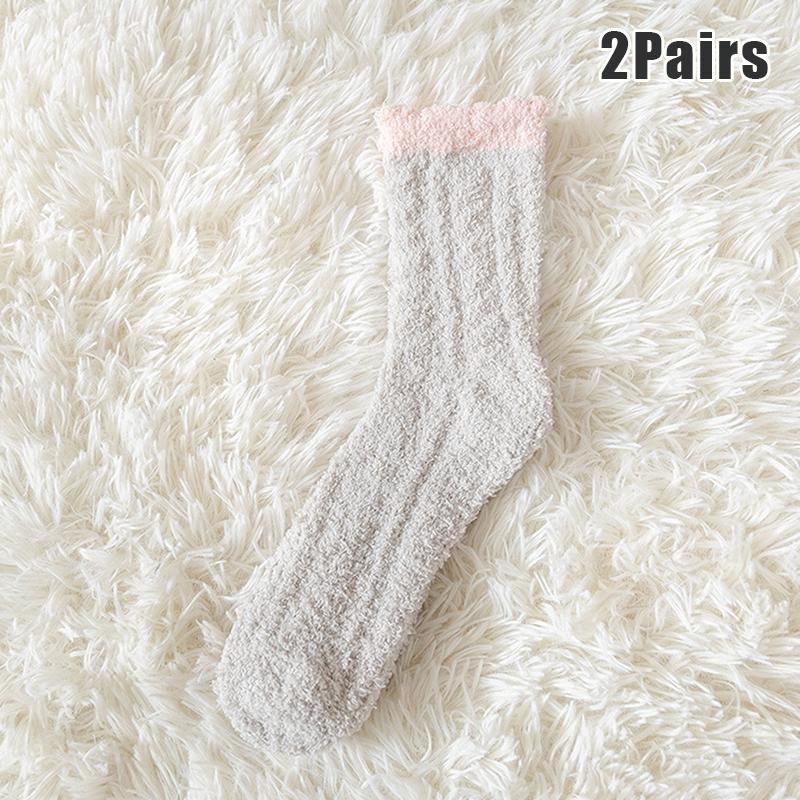 2 Pairs Women'S Winter Warm Socks -Fuzzy Thick Thermal Fluffy,Soft Cute Home Slipper Socks,Fashion Sleeping Socks For Daily Wear