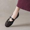 2025 European Genuine Leather Breathable Mary Jane Shoes with Openwork Design