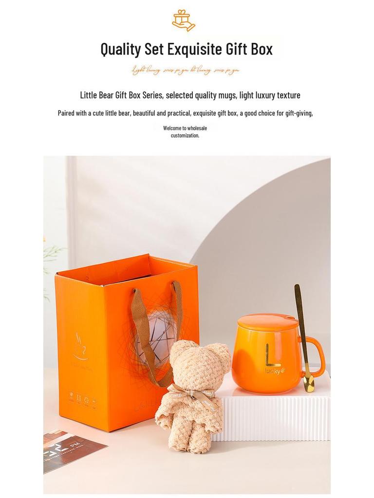 Keramiktassen- und Löffelset mit Deckel und Handtuch - Personalisierbare Geschenkbox