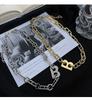 Exaggerated Personality B Letter Necklace Female Trend Metal Wind Collarbone Chain Thick Sweater Chain Hip Hop Style Accessories