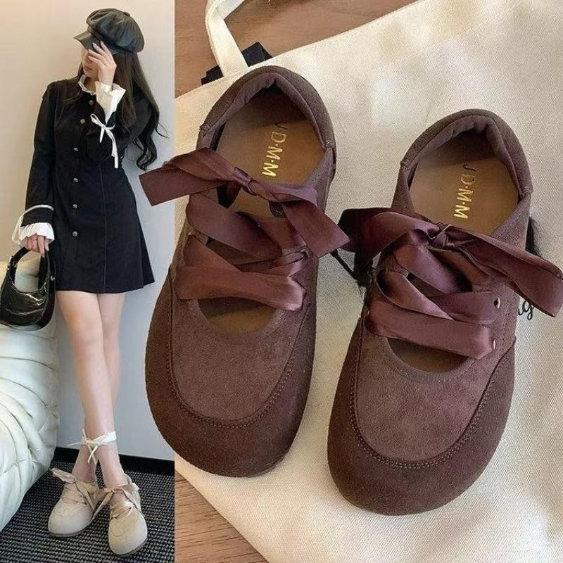 Fashion French Mary Jane 2025 New Retro Style Bow Satin Lace Flat Versatile Women's Singles