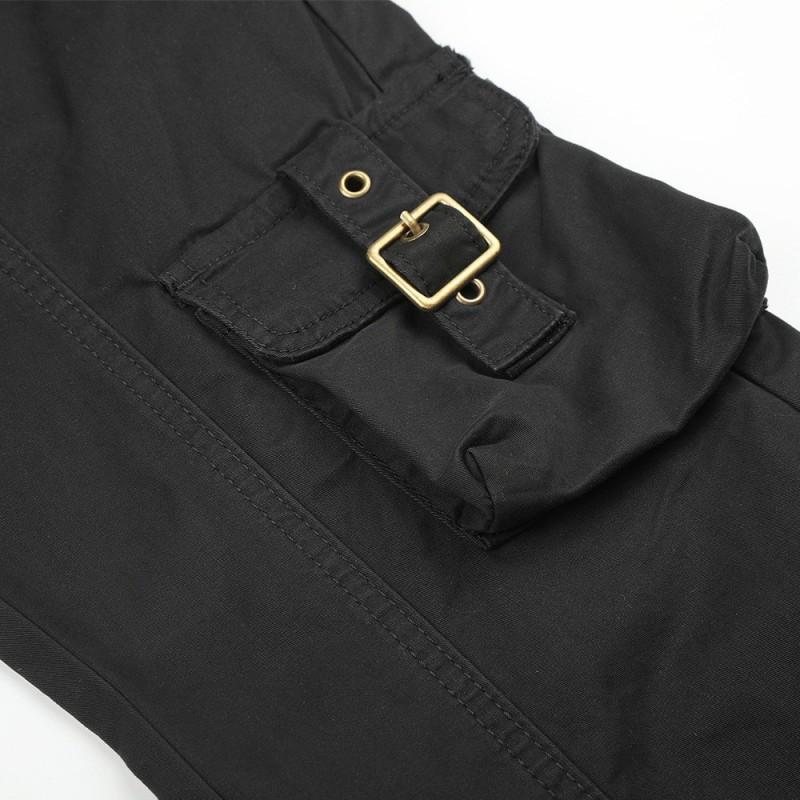 Mens Casual Pants Street Style Solid Color Cargo Trousers With Pocket Detail