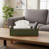 Retro Braided Toilet Paper Basket Wood Handle Handwoven Bathroom Storage Basket Rectangular Ventilated Sundry Storage Basket