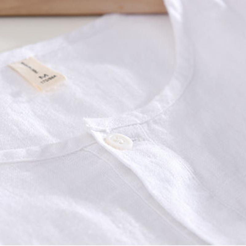 Fresh Round Neck Stitching Color Hit Short-sleeved Linen T-shirt Men's Summer Casual Large Size Loose Cotton and Linen Sweater