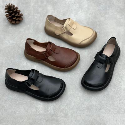 Retro Ręcznie Robione Mokasyny Prawdziwej Skóry Damskie Buty Okrągły Nosek Casualowe Płaskie Buty Damskie Ze Skóry Bydlęcej