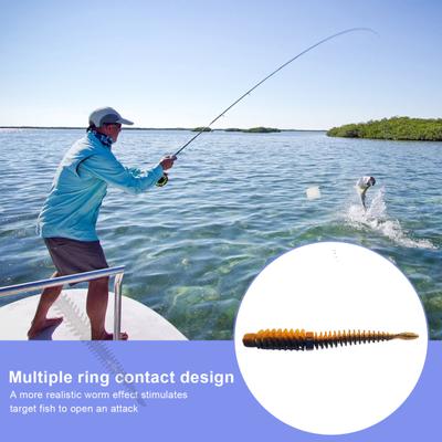 8Pcs 8CM/2G Soft Worm Lure Topwater Reverse Thread Elastic Worm Bionic Artificial Leech Bait Saltwater Freshwater Bass Fishing Accessories