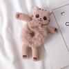 Women Faux Fur Ball Scrunchies Cute Cartoon 3D Bear Hairband Elastic Hair Rope Bands Ties Ponytail Holder Girls Hair Accessories