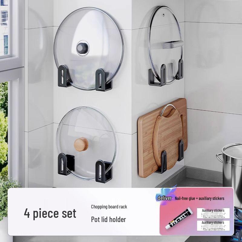 Wall-Mounted Kitchen Rack: Multi-functional Pot Lid and Cutting Board Holder