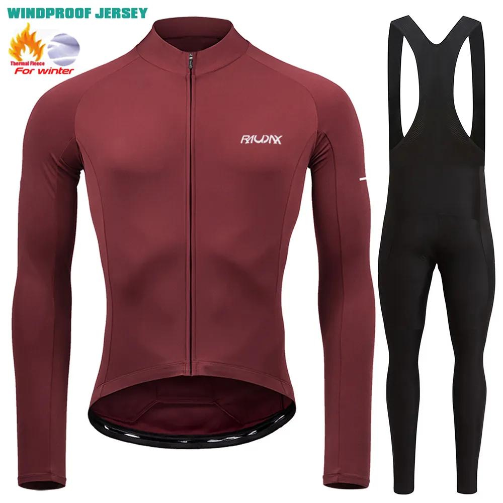 RAUDAX 2024 Man's Winter Cycling Clothing Long Sleeves Thermal Fleece Cycling Jersey Set Outdoor Keep Warm Road Bike Sportswear