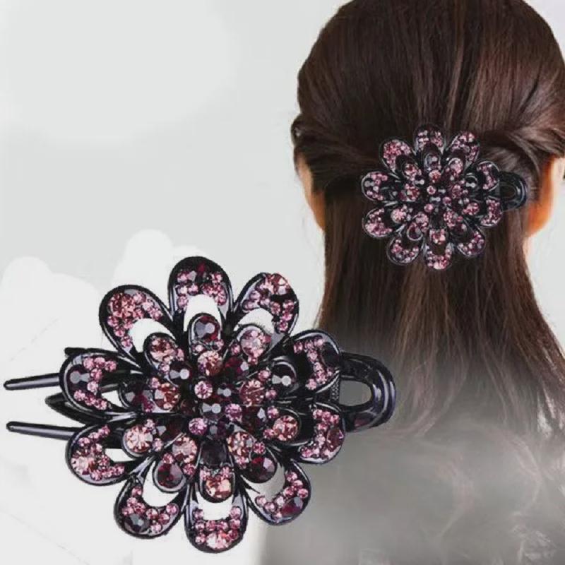 Elegant Rhinestone Duckbill Hairpin for Women - Stylish Back-of-Head Accessory for Moms and Trendsetters