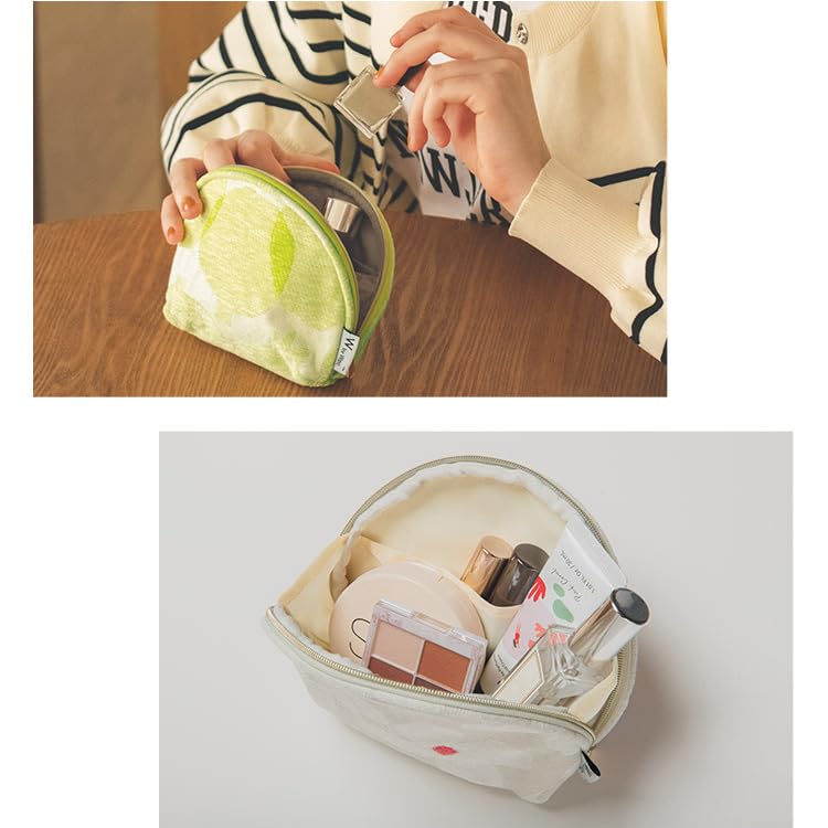 Patterns Gobelin Woven Round Pouch In Camellia Scandinavian Cosmetic Perfect for and Stylish and Cute for Women Wpc. Navy, Retro, Pouch, Multi-Pouch,