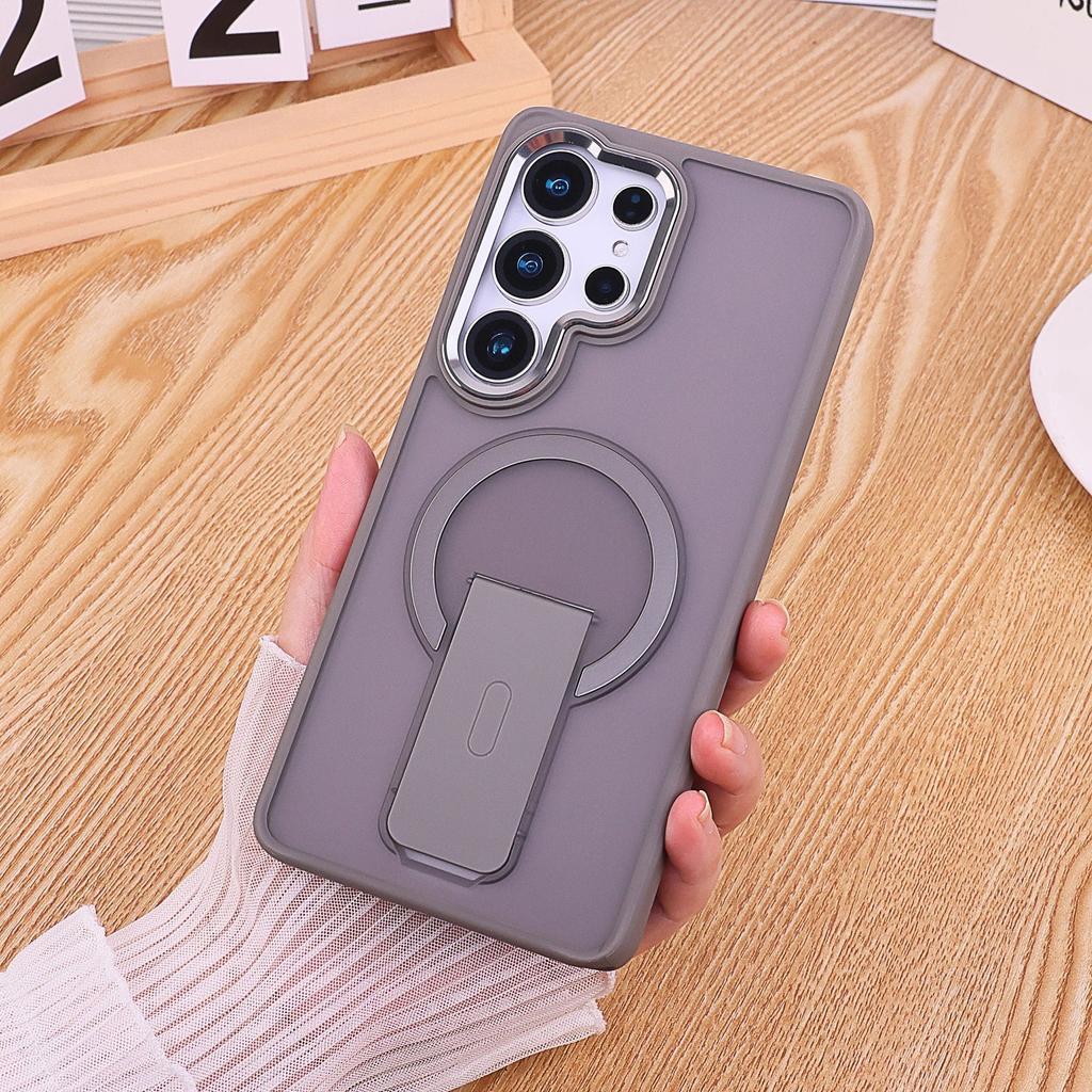 For Magsafe Fold Stand Holder Matte Case For Samsung S26 S25 S23 S24 Ultra Plus FE A57 A37 A17 A56 A55 A36 A26 A16 Cover
