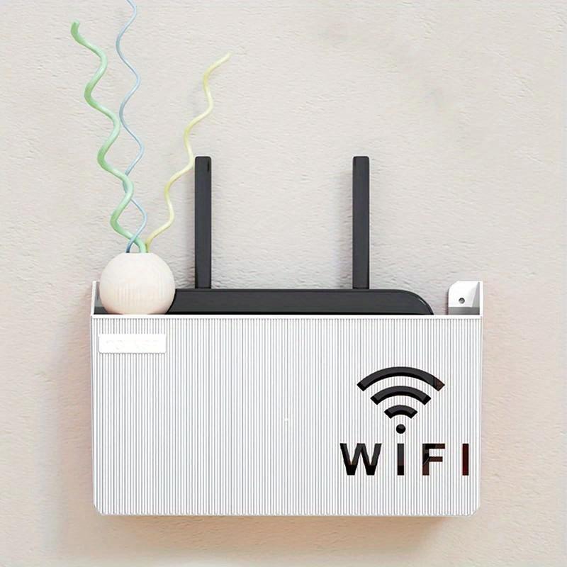 

1PC Wifi Router Storage Box Wall Hanging Wifi Box Wireless Storage Boxes Case Power Strip Office Hanging Organizers білий