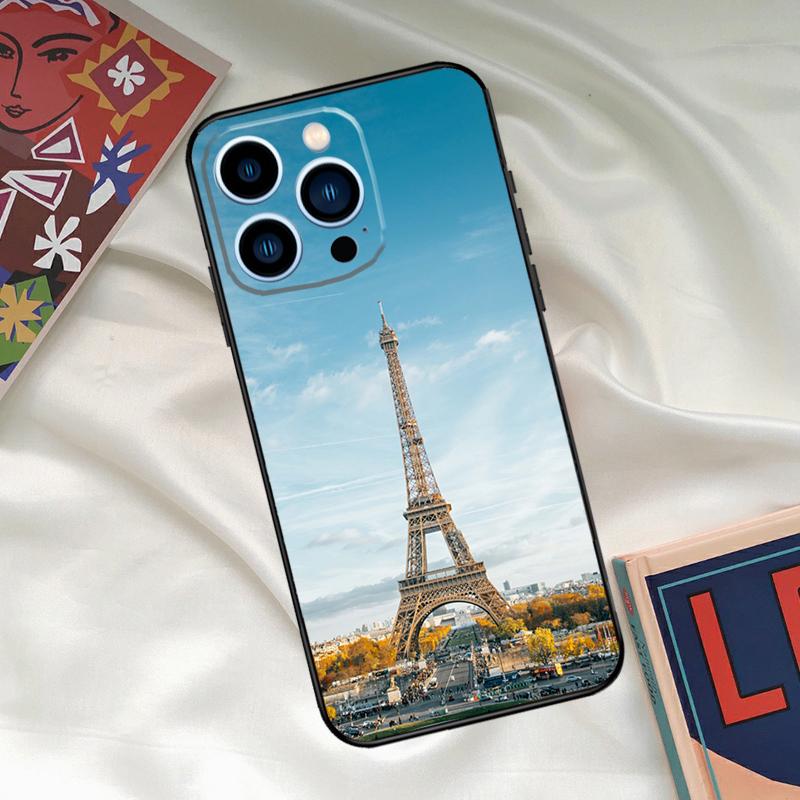 France Paris Eiffel Tower Phone Case For iPhone 16 15 14 13 12 11 17 Pro Max 15 16 Plus 12 Mini 16e 17 Air Funda Cover