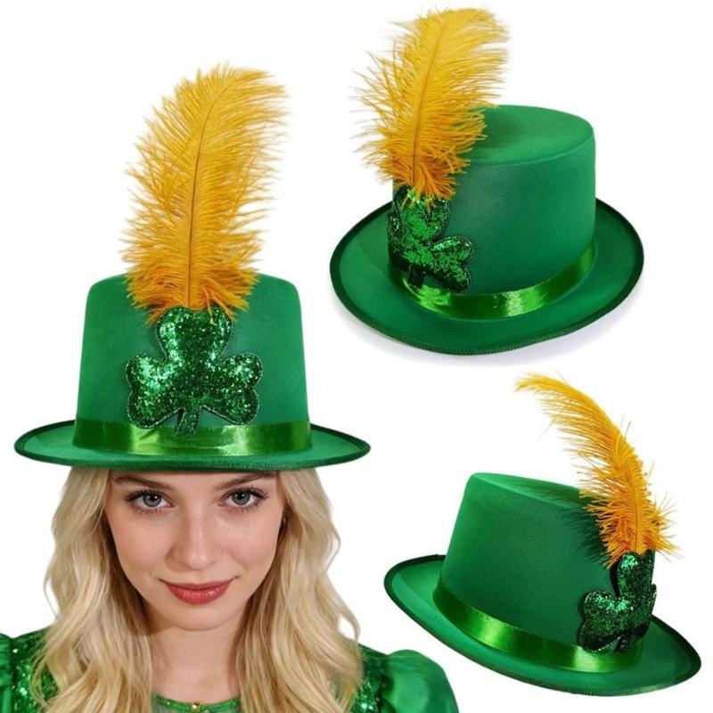 Cowboy Hats Panama Hat Leprechaun Headwear Green for Women Men Photo Props Western for Men Women Unisex Wear Headwear