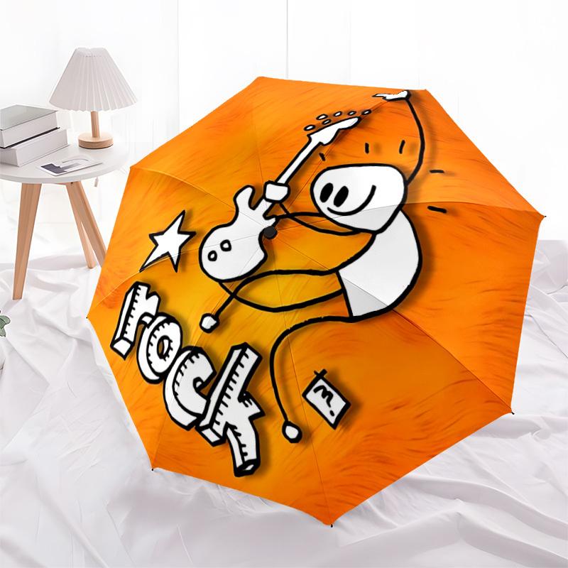 1pc Guitarist, Rockstar Automatic Open/Close Umbrella 8-Rib Strong Frame, Portable Travel Umbrella for Women & Men, Birthday Gift Parties 036